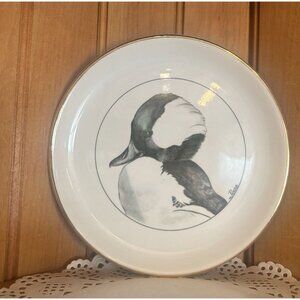 Vintage Hand Colored Porcelain Plate Duck Delano Studio 8" Diameter Collectible